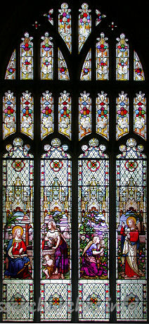 St Mary the Virgin, Saffron Walden Church - The writing beneath the figures reads: 
"Give me this water that I thirst not. Touch me not for I 
am not yet ascended to my father."
The writing at the bottom reads:
"This window was presented by Sarah Elizabeth Harding in 
memory of her late husband John S Harding".
