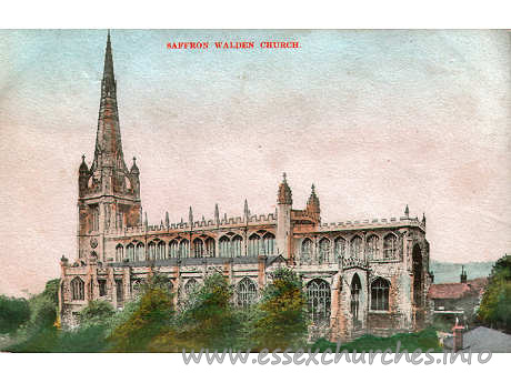 St Mary the Virgin, Saffron Walden Church - Postcard by W. Thompson, Saffron Walden.