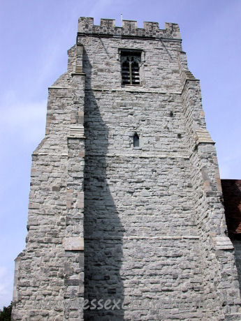 St Nicholas, Canewdon Church - 


This tower is of grey dressed ragstone. It has four stages, 
with angle buttresses, and battlements a stone and flint chequered pattern.












