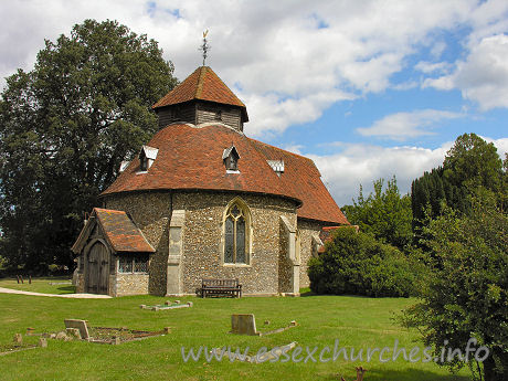 , Little%Maplestead Church - Built possibly as late as 1335, it is one of only five 
circular churches remaining in England. Of the other four, one is the the late 
C12 Temple church in London, and the other three are Norman churches, at Ludlow 
Castle, Northampton and Cambridge.
