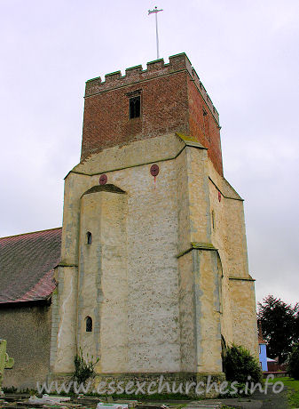 All Saints, Dovercourt Church - The W tower is perpendicular, with diagonal buttresses and battlements.
