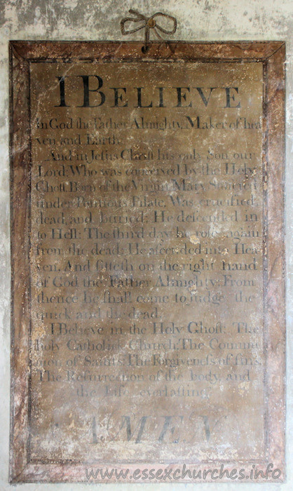St Mary, Mundon Church - 



A wall painting of "I believe ...".



