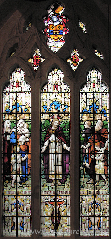 St James, West Tilbury Church - 



The W window, above the kitchen sink.
What a pleasure to look at whilst washing up!
"Come unto me all ye that labour and are heavy laden, and I 
will give you rest"
To the Glory of God and in loving memory of George Richard 
Burness, Lord of the Manor of West Tilbury who died 17th January 1925 Aged 89. 
This window is dedicated by his son Walter Burness.













