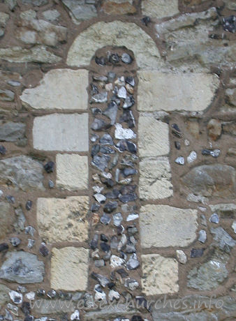 , Great%Wakering Church - A blocked, Early Norman window in the N wall of the nave.
