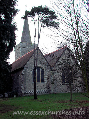 St Mary Magdalene, Great Burstead Church - 


The church as viewed from the Southeast. The S chapel was 
originally dated to the 16th century. However, in 1989, an exciting discovery of 
wall paintings placed a much earlier date on the construction.














