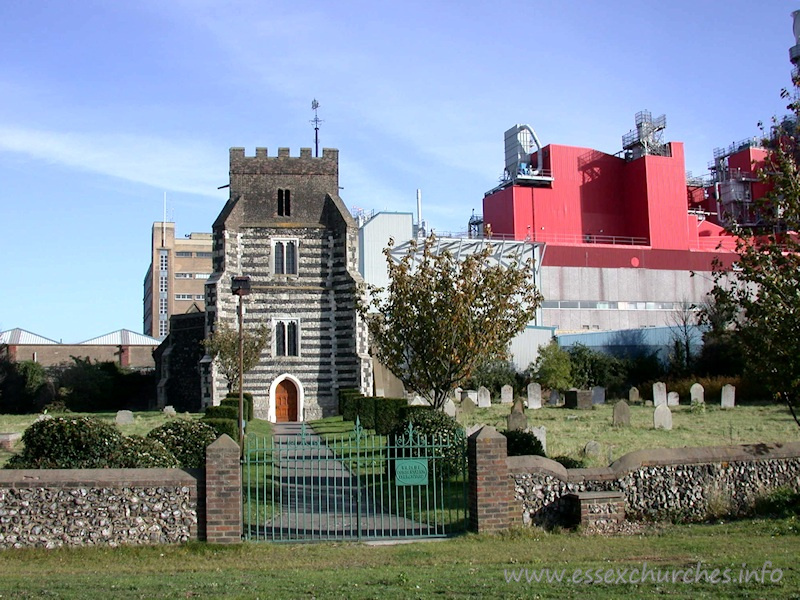 St Clement, West Thurrock Church - St Clement's church in West Thurrock is well known for two 
main reasons:
 
1. It was the setting for the funeral in Four Weddings and a Funeral.
 
2. It is the church that is dwarfed by the huge Proctor & Gamble factory behind it.
















