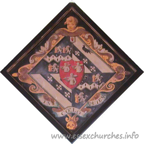 , Theydon%Mount Church - 


This is the hatchment of Abigail, wife of Sir William Smyth, 
6th Bt. She died 1787.
