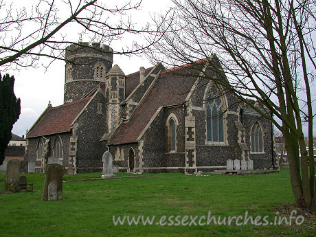 St Nicholas, South Ockendon Church - The church from the southeast. Note the presence of a purpose 
built rood-stair turret. This is also of C13.



