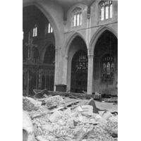 St Peter ad Vincula, Coggeshall Church - One of a series of 8 photos bought on eBay. Photographer unknown.
 
"From where the North wall previously stood - showing part of undamaged chancel and South aisle." - dated September 1940.