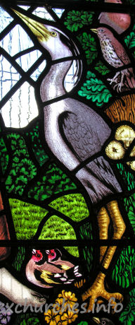 All Saints, Nazeing Church - Detail from Peter Cormack glass, showing heron.