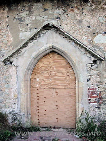 All Saints, Vange Church – Clearly shown here, is the outline of the S porch.