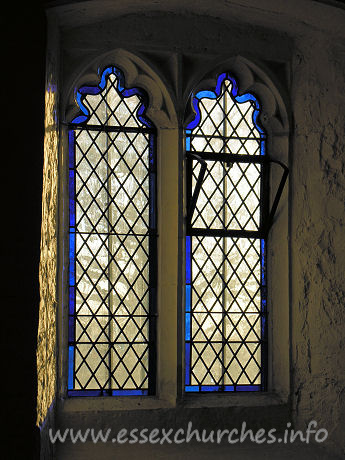All Saints, Vange Church – The replacement S window. Much of the original lead work is still around, but was too badly damaged to be put back into use.