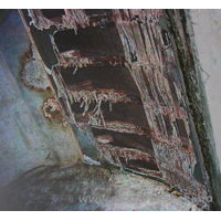 All Saints, Vange Church – Postcard 6: The condition of the roof, before repairs commenced. Taken from a picture on display within the church.