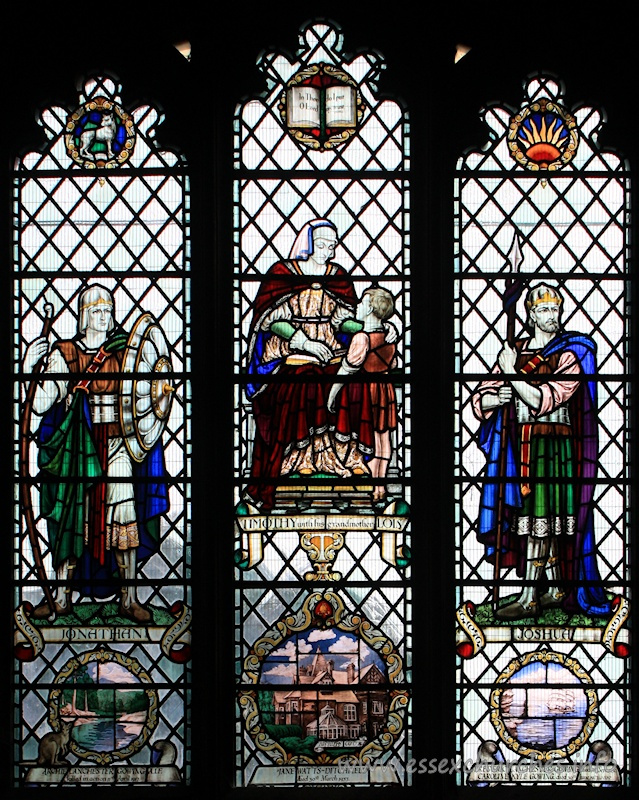 St Mary the Virgin, Prittlewell Church – In thee do I put, O Lord, my trust. Archie Lanchester Gowing A.I.F. - killed in action 11th April 1917. Caroline Kyle Gowing - died 30th June 1927. Frederic Lanchester Gowing - died 16th Sept 1930. Jane Watts-Ditchfield - died 30th March 1937. Jonathan. Joshua. Timothy with his grandmother Lois.