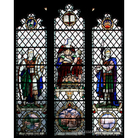 St Mary the Virgin, Prittlewell Church – Stained Glass 6: In thee do I put, O Lord, my trust. Archie Lanchester Gowing A.I.F. - killed in action 11th April 1917. Caroline Kyle Gowing - died 30th June 1927. Frederic Lanchester Gowing - died 16th Sept 1930. Jane Watts-Ditchfield - died 30th March 1937. Jonathan. Joshua. Timothy with his grandmother Lois.