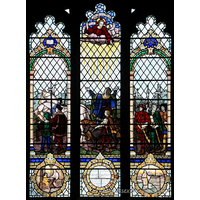 St Mary the Virgin, Prittlewell Church – Stained Glass 8: Saul Saul, why persecutest thou me? In glad remembrance of Frederic Samuel Irons, 13th Feb 1951, also of Ellen Ada Irons wife of the above who died in her 91st year on the 23rd April 1971