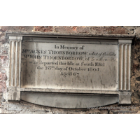 St Mary the Virgin, Prittlewell Church – Monument 2: In Memory of Mrs Agnes Thornborrow, relict of the late Mr John Thornborrow of Southwark who departed this life at South End the 28th day of October 1805 Aged 67.