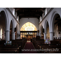 St Margaret, Barking Church – Interior 1: The clerestory windows seen here are C18, whilst the rest of the nave is C15.