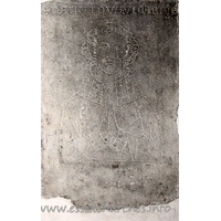 St Margaret, Barking Church – Miscellaneous 1: "MARTINUS VICARIUS" This incised slab lies just inside the chancel, on the north wall. It is to Martin, first vicar of Barking.