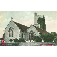 St Clement, Leigh-on-Sea Church – Postcard 4: A most peculiar postcard, which purports to be Prittlewell Church. It is, of course, St Clement, Leigh-on-Sea.