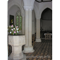 St John the Baptist, Little Maplestead Church – Interior 3: An attempt to show the shape of the nave. This is the view looking from the W end, into the northern part of the nave.
