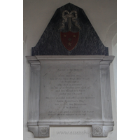 St Mary the Virgin, North Shoebury Church – Monument 2: Sacred to the Memory of John Milnes Esq. late of the Stone House near Rugely in Staffordshire: who died in LONDON on the 31st October 1768, aged 72, and hes buried in a vault under this chancel. === His ever grateful and affectionate Kinsman John Ibbetson Eqsr has caused this Monument to be Erected. === Just, generous, good, a virtuous Life he past. Belov'd, esteem'd, respected to the last.