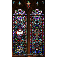 St Andrew, Rochford Church – Stained Glass 2: In memory of the Revd William Gardiner - rector of this parish. Died Sep 9th 1865. Thanks be to God which giveth us the victory. Resting in Christ and now in peace after 14 years of increasing suffering.