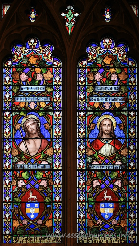 St Andrew, Rochford Church – Every branch that beareth fruit, he purgeth it, that it may bring forth more fruit. === If we suffer with him, we shall also reign with him. === In memory of the Rev William Gardiner - rector of this parish who died Sep 9th 1861. After 14 years suffering - in Christ and in Peace.