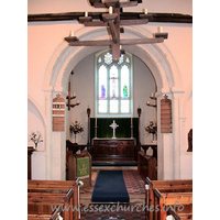 St Andrew, South Shoebury Church – Interior 2: Norman arch with one order of columns.