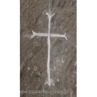 St Andrew, South Shoebury Church – Miscellaneous 1: A cross, scratched into the wall around the S doorway. I was informed that this is a sign that a church has been consecrated.