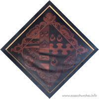 St Giles & All Saints, Orsett Church – Hatchment 2: For Elizabeth, widow of Richard Baker. She died 5 October 1790, aged 80. Details taken from Hatchments in Britain: 6, Edited by Peter Summers