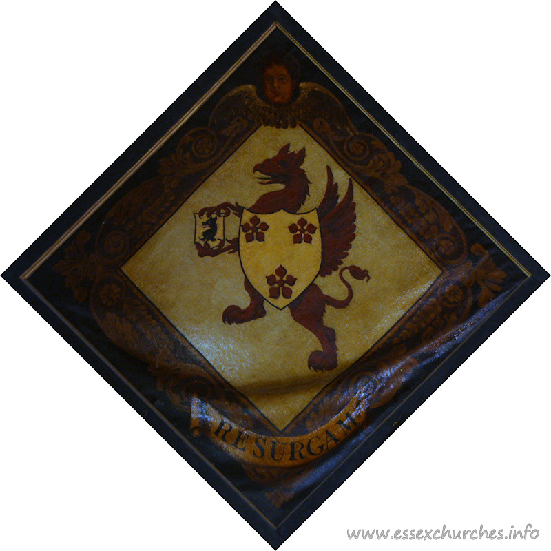 St Giles & All Saints, Orsett Church – For Jane, daughter of Edward Southwell, of Wisbech, who married Sir Clement Boehm Trafford, of Dunton Hall, Lincs. She assumed the additional name of Southwell, and died 21 April 1809. He died 1786. Details taken from Hatchments in Britain: 6, Edited by Peter Summers