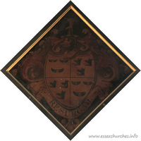 St Giles & All Saints, Orsett Church – Hatchment 10: Probably for Robert Shuttleworth, of Gawthorp Hall, and Barton Lodge, Lancs, who died 29 January 1816, aged 71. Details taken from Hatchments in Britain: 6, Edited by Peter Summers