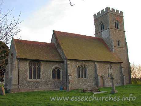 St Botolph, Beauchamp Roding Church – The nave is C14, whilst the chancel and W tower are C15.