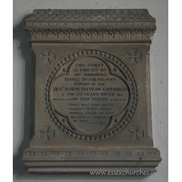 St Mary the Virgin, Little Wakering Church – Monument 2: This tablet is erected by his sorrowing family to the beloved memory of the Revd Joseph Edyvean Commins M.A. for 28 years vicar of this parish. === Obt March 29 1856 - aged 61 === Thou wilt keep him in perfect peace whose mind is stayed on thee because he trusteth in thee. Isaiah 26-3