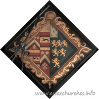 St Germain, Bobbingworth Church – Hatchment 1: For Frederica, widow of Capel Cure. She died 23 Feb 1878, aged 76. Details taken from Hatchments in Britain: 6, Edited by Peter Summers