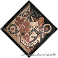 St Germain, Bobbingworth Church – Hatchment 2: For Joanna, daughter of Thomas Coope, of Oxton, Notts, who married Capel Cure of Blake Hall, and died 3rd June 1804, aged 43. Details taken from Hatchments in Britain: 6, Edited by Peter Summers