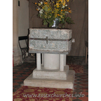 St Edmund, Abbess Roding Church – Miscellaneous 1: Late C12 Norman square font.