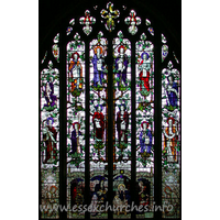 St Alban, Westcliff-on-Sea Church – Stained Glass 1: This beautiful window designed by Nicholson shows the Adoration of the Magi [complete with camels] at the bottom, and, above that, the Disciples and Apostles including not only St. Paul, but also St. James, brother of our Lord. His name appears as Jacobus, which is an earlier form.