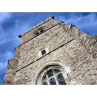 St Michael, Fobbing Church – Exterior 3: The C15 tower - this shot seems to indicate that the top belfry opening does not align properly with the other two windows.