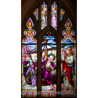St Peter, Paglesham Church – Stained Glass 1: This East window shows St Peter walking on the water. It is a memorial to George F. Browning, who died aged 73, June 7th 1878.
