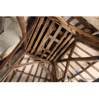 St Mary, Mundon Church – Miscellaneous 7: Up inside the belfry, showing the last remaining bell of an original three. This is thought to have been cast by John Langhome c.1400.
