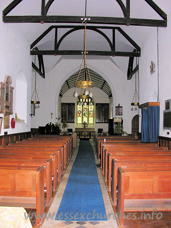 St Lawrence, Bradfield Church – Inside, St Lawrence allows one to forget about the cemented exterior. This full-length shot shows the true extent of the church.