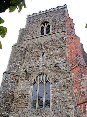 St Michael, Ramsey Church – The C15 diagonally buttressed W tower.