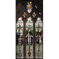 St James, West Tilbury Church – Stained Glass 1: The W window, above the kitchen sink. What a pleasure to look at whilst washing up! "Come unto me all ye that labour and are heavy laden, and I will give you rest" To the Glory of God and in loving memory of George Richard Burness, Lord of the Manor of West Tilbury who died 17th January 1925 Aged 89. This window is dedicated by his son Walter Burness.