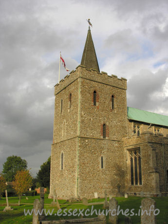St Mary the Virgin, Great Bardfield Church – As stated, the oldest part of the church is the tower, which dates from the early C14. The church's guide states that the tower was, until 1961, covered in plaster and cement.