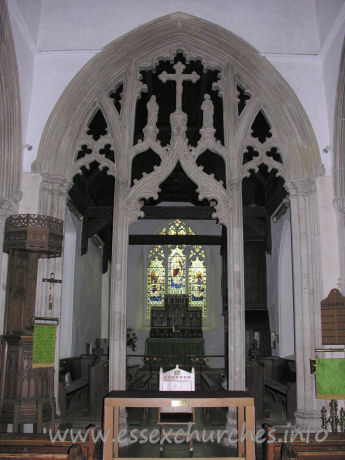 St Mary the Virgin, Great Bardfield Church – The screen is in the perpendicular style dating it, later than Stebbing, to the latter half of the C14.