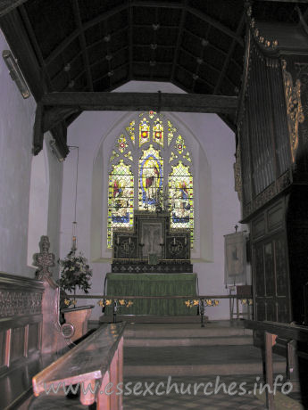St Mary the Virgin, Great Bardfield Church – The chancel. I cannot help but feel that the organ steals most of the light from this area.