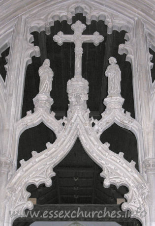 St Mary the Virgin, Great Bardfield Church – The rood figures seen here date from 1892, and are due to Bodley.