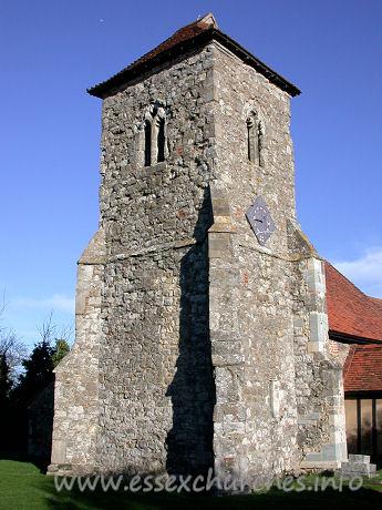 St Andrew, Ashingdon Church – The small tower is heavily buttressed, and is constructed of Kentish ragstone, like many others in this area.